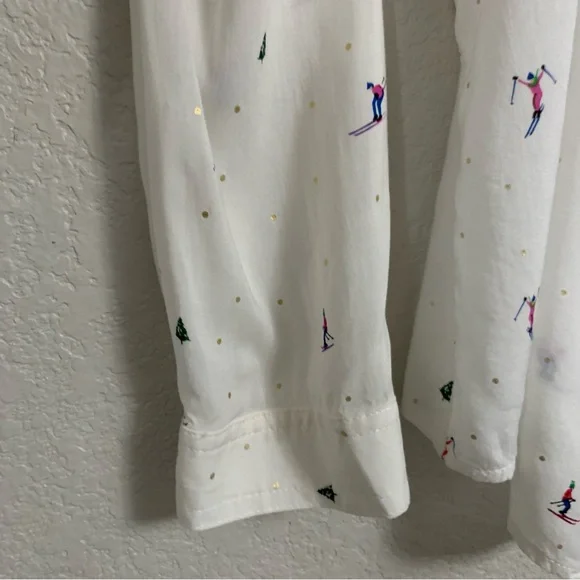 32 of 52 Conversations Anthropologie Blouse Top Womens 16 Skier Novelty Print - Picture 7 of 16